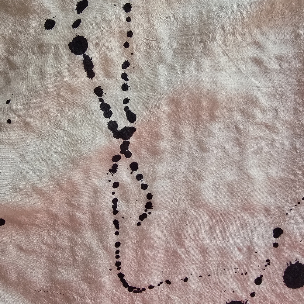 Vintage Hannoh Wessel Silk White and Black Paint Splatter Midi Dress Size 36 - Picture 7 of 12